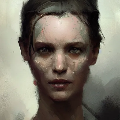 Image similar to portrait of character without nose cartilage, by Greg rutkowski