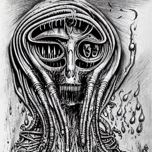 Image similar to lovecraftian horror by hr giger