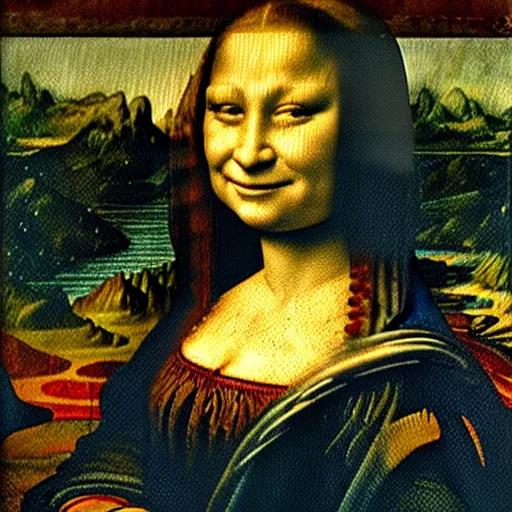Prompt: A portrait of Shrek in the style of the Mona Lisa, by Leonardo Da Vinci, chiaroscuro, museum catalog photography,