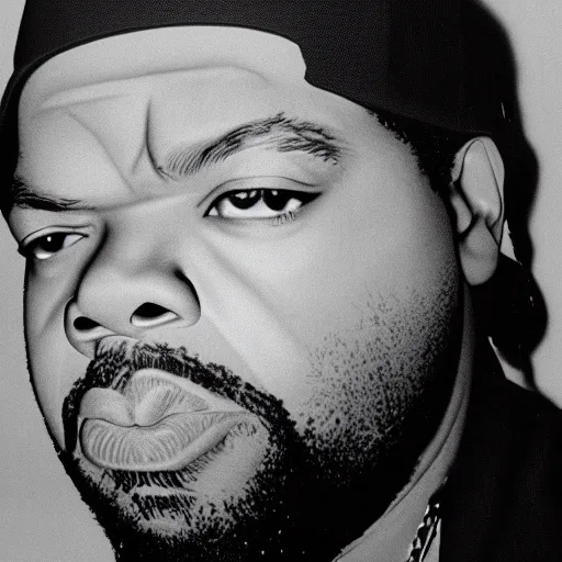 Image similar to face of rapper ice cube in an ice cube