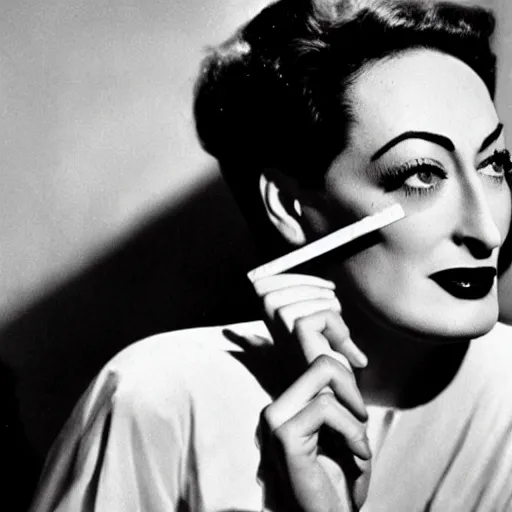 Prompt: joan crawford smoking a joint