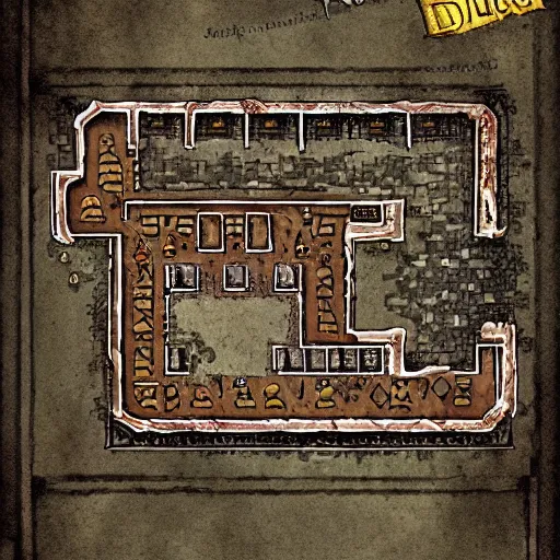 Image similar to rpg dungeon map, catacombs, cavern, D&D adventure module