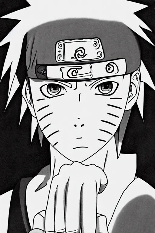 Image similar to naruto, very detailed, grayscale portrait ✏