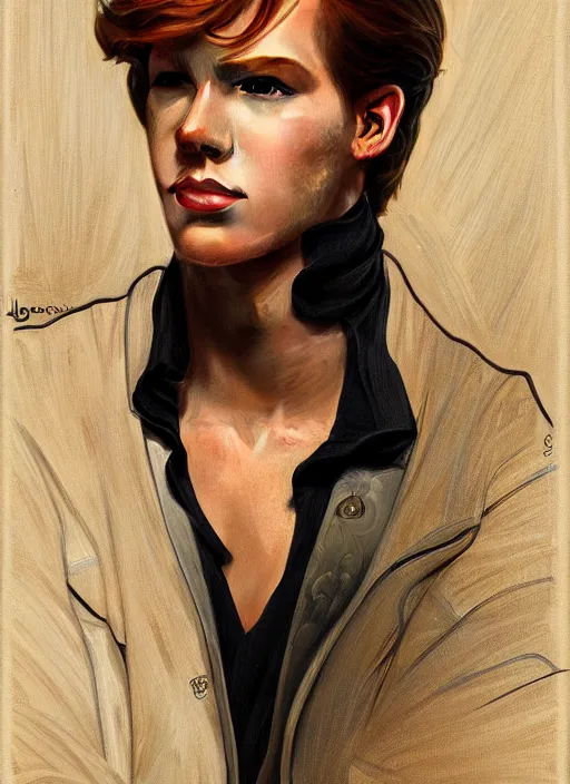 Image similar to oil portrait of jason blossom, intricate, elegant, highly detailed, lighting, painting, artstation, smooth, illustration, art by greg rutowski and alphonse mucha