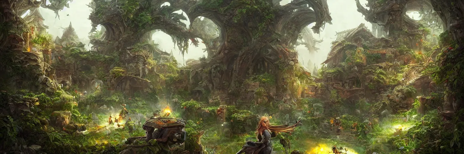 Image similar to The Legendary Garden with gaming controllers growing in it, D&D, fantasy, portrait, highly detailed, digital painting, trending on artstation, concept art, sharp focus, illustration, art by artgerm and greg rutkowski and magali villeneuve