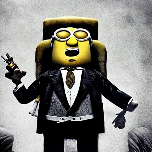 Prompt: the godfather, still from movie the Minions