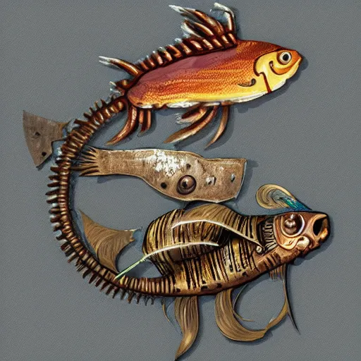 Prompt: steampunk fish