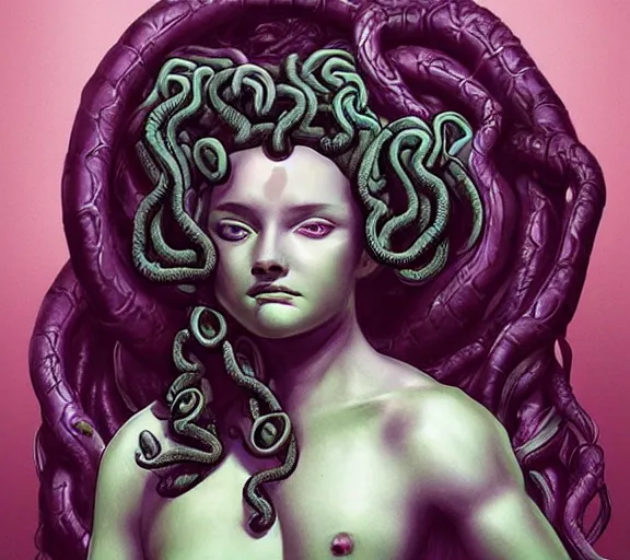 Image similar to medusa on a throne. trending on artstation.