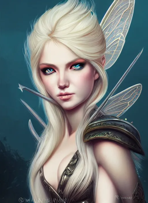 Image similar to blonde combat fairy venizian era, dark fantasy, extremely detailed, sharp focus, portrait, smooth, digital illustration, by rossdraws, frank franzzeta