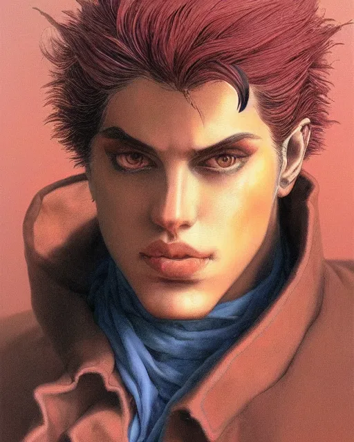 Image similar to portrait of jonathan joestar from jojo bizzare adventure painted by hirohiko araki and zdislav beksinski and wayne barlowe and greg rutkowski