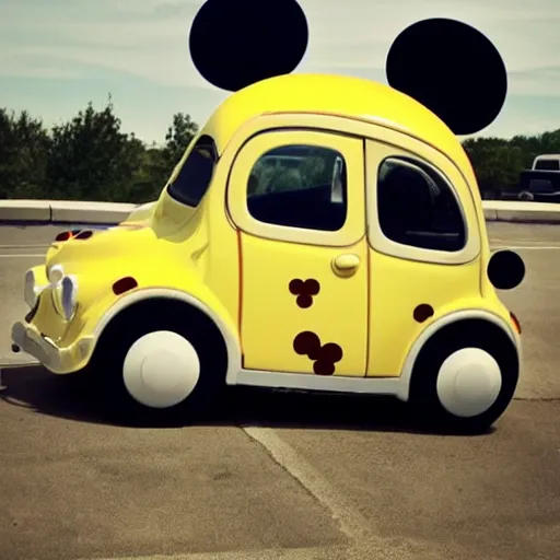 Prompt: car mixed with mickey mouse