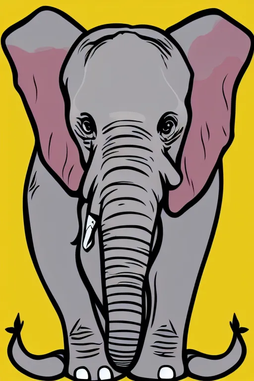 Image similar to A portrait of a baby elephant, sticker, colorful, illustration, smooth and clean vector curves, no jagged lines, vector art, smooth