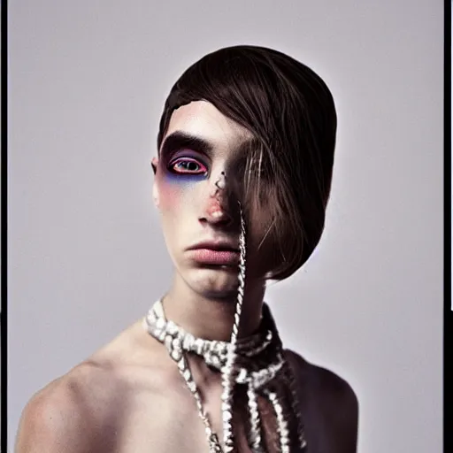 Prompt: a very beautiful genderless person, fashion photography, amazing details