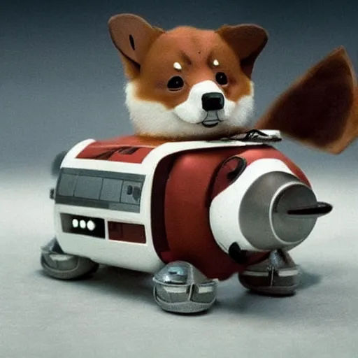 Prompt: a corgi robot dog, scene from star wars, cinematic, sci - fi