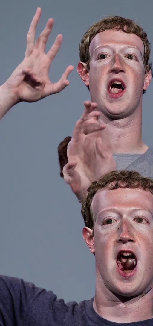 Image similar to mark zuckerberg as an eldritch abomination, body horror, scary, disturbing,