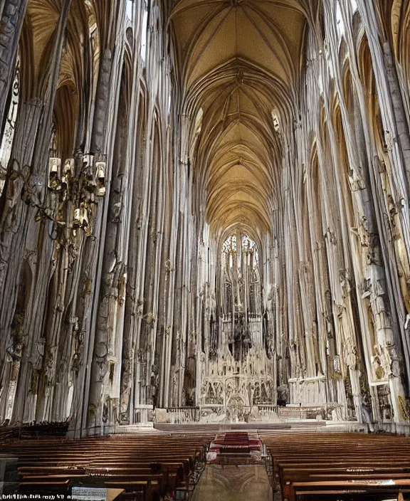 Image similar to an interior view of a grand cathedral made of bones and gemstones