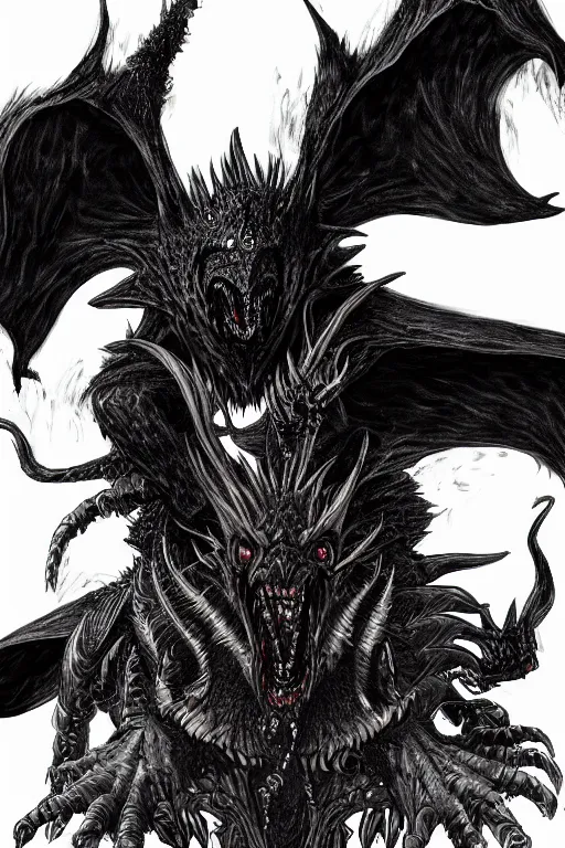 Image similar to raven fiend, fangs, highly detailed, digital art, sharp focus, trending on art station, kentaro miura manga art style