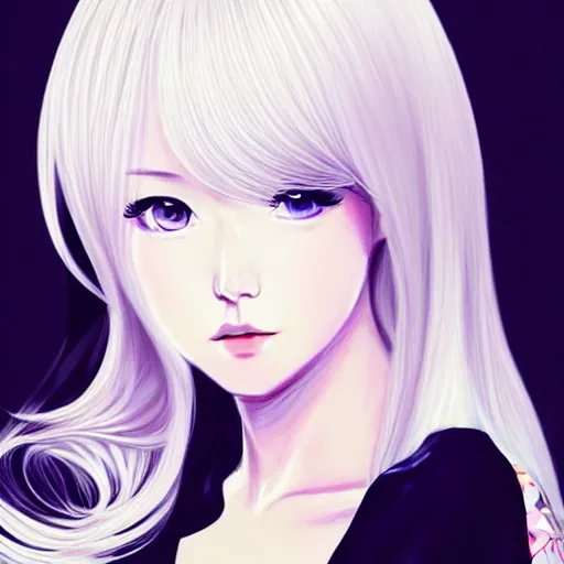 Image similar to Ann Takamaki, platinum blonde hair, anime, elegant, 2d, ultra highly detailed, digital painting, smooth, sharp focus, artstation, pixiv, art by Ina Wong, art by Ilya Kuvshinov