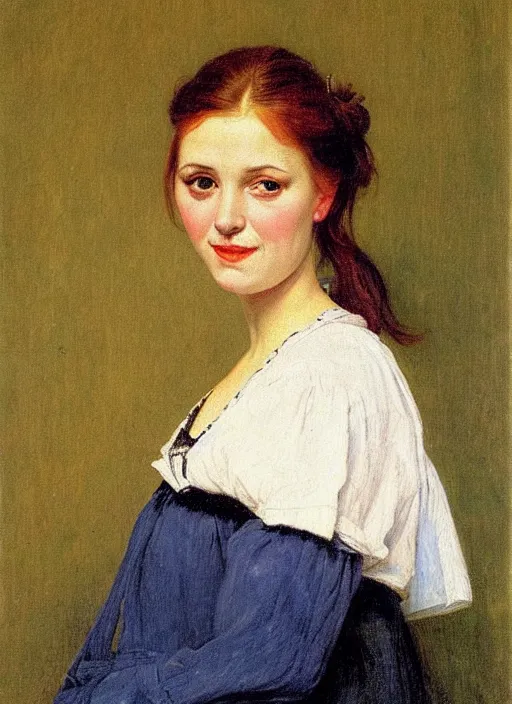 Image similar to a portrait of a pretty young lady by albrecht anker