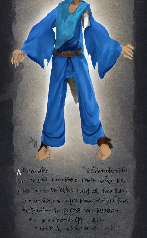 Image similar to a scrawny and weak blue wizard