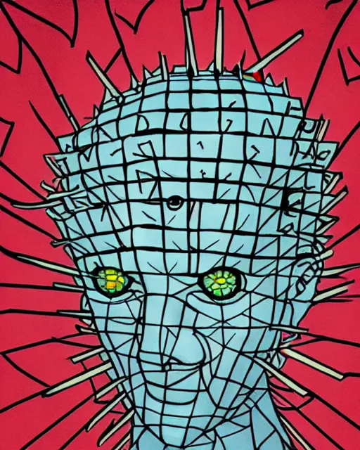 Prompt: Hellraiser colored artwork in anime style