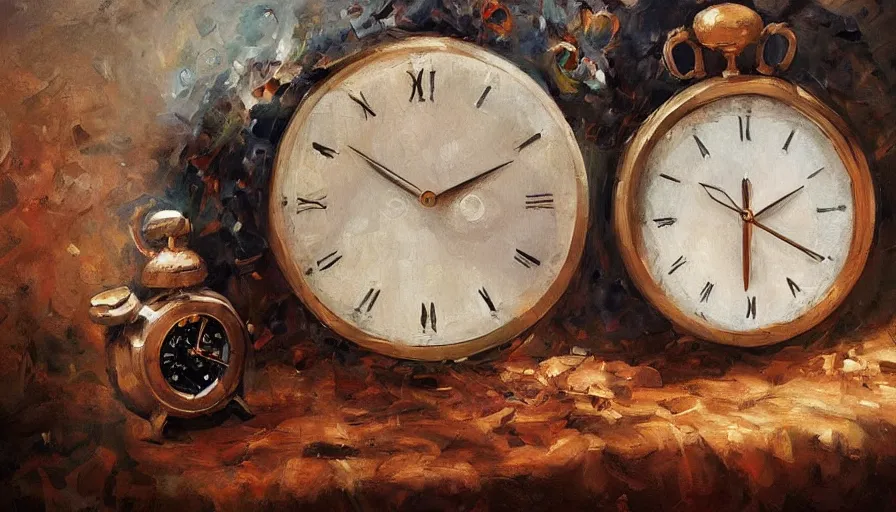 Image similar to time, clock, oil painting by jama jurabaev, brush hard, artstation, for aaa game, high quality, brush stroke