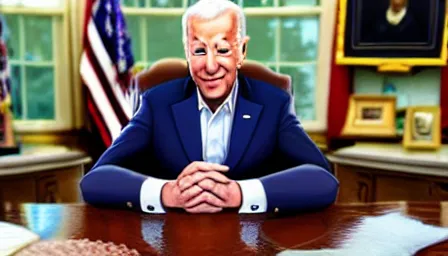 Image similar to joe biden makes sasquatch a federal agent in the oval office, photorealistic, ultra hd, 4 k, award winning, patriotic