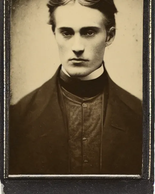 Image similar to tintype photo of dmitri karamazov, handsome spoiled young russian aristocratic man, by julia margaret cameron 1 8 8 0 s, realistic, body shot, sharp focus, 8 k high definition, insanely detailed, intricate, elegant