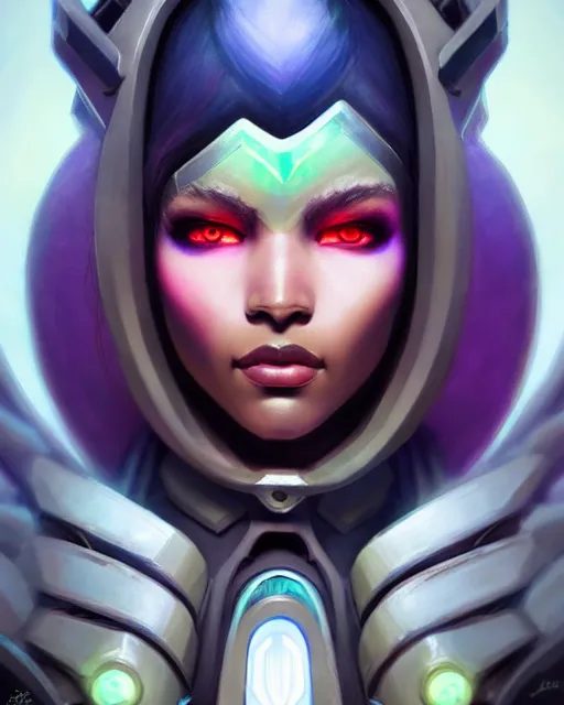 Image similar to sojourn from overwatch, bust, dreadlocks, gray hair, cyborg eyes, fantasy, fantasy art, fantasy, colorful, elegant, character portrait, portrait, close up, highly detailed, intricate detail, amazing detail, sharp focus, vintage fantasy art, vintage sci - fi art, radiant light, caustics, by boris vallejo