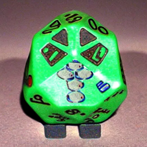 Image similar to Golem with a 12 sided dice as head.