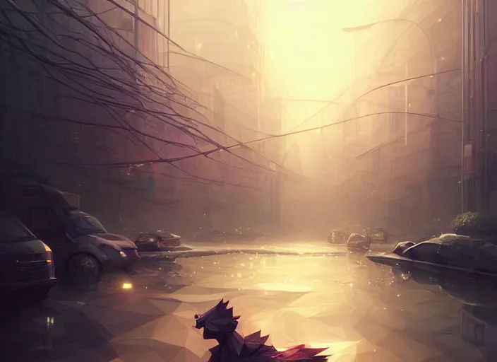 Image similar to spring mornings in the low - poly tokyo, diffuse lighting, fantasy, intricate, surrealism!!!!, highly detailed, lifelike, photorealistic, digital painting, artstation, illustration, concept art, smooth, sharp focus, by greg rutkowski, chris tulloch mccabe, valentina remenar and asher duran,