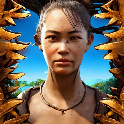 Image similar to ultra - photorealistic, a new game play from battle royale game called prehistoric survivor, intricate details, sharp focus, perfect baroque like real project, symmetrical realistic, perfect face and anatomy ultra - details, 4 k, uhd, beautiful random content position, perfect emotion, balance