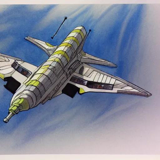 Image similar to copic marker concept drawing of spaceship by doug chiang