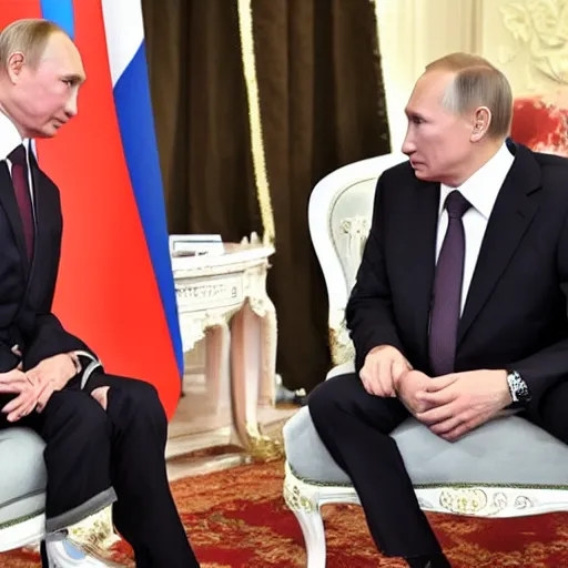 Image similar to putin teams up with a mysterious teenage putin