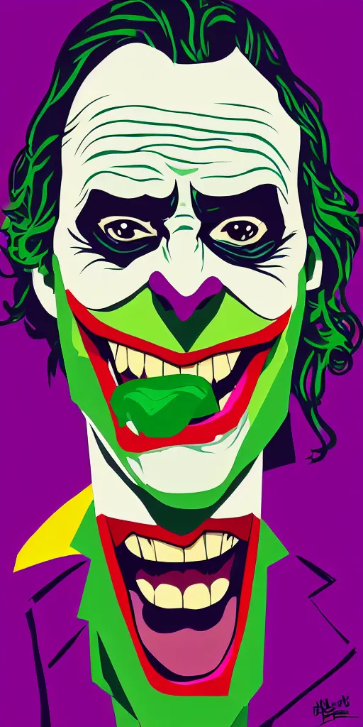 Image similar to the joker. illustration. multicolored. by tom whalen.