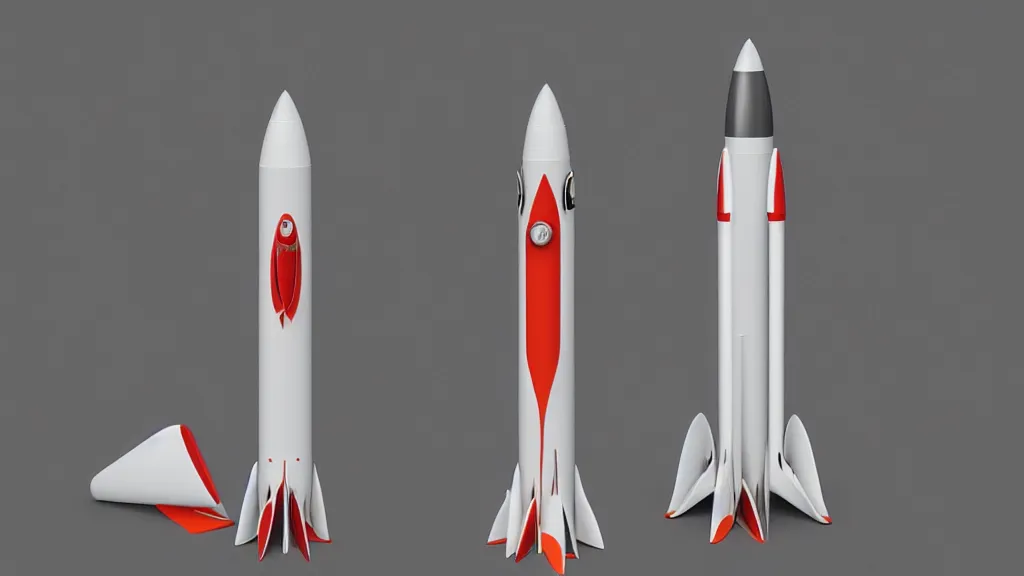 Prompt: a retro designed rocket with sleek fins