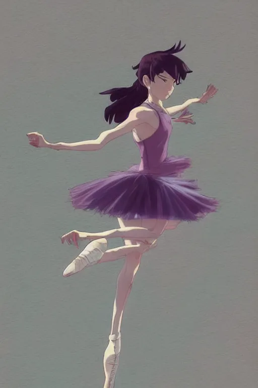 Image similar to ballerina, artwork made by makoto shinkai, inspired in hirohiko araki, clean details, light color palette, anatomically proportional, hd