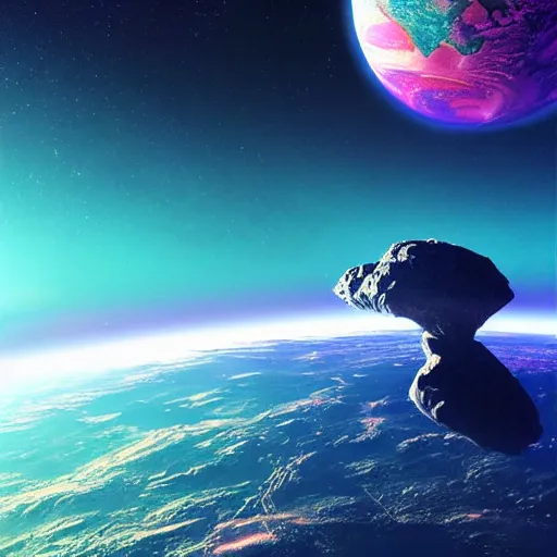 Image similar to earth in space digital art synthwave detailed sharp focus synthwave art aesthetic octane render raw cinematic trending on artstation, highly detailed