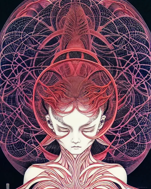 Image similar to human spirit breaking away from the body, conjuring psychedelic background, part by takato yamamoto, part by alex gray, ross tran, james jean, ultra realistic, highly detailed, 8 k, trending on artstation, cosmic, symmetry, masterpiece