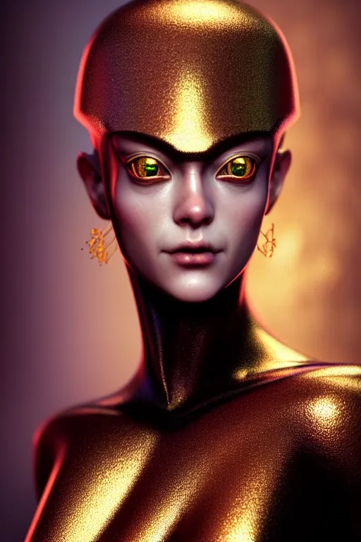 Prompt: hyperdetailed portrait of a stunningly beautiful movie 3 0 years old french movie star androgynous woman guard made of iridescent metals, shiny gems, inspired by ross tran and wlop and masamune shirow and kuvshinov, concept art, intricate, photorealistic, octane render, rtx, hdr, unreal engine, dnd digital art by artgerm