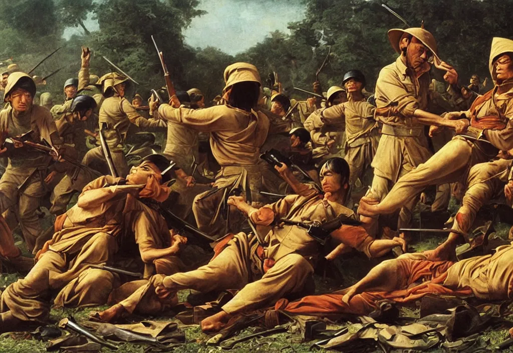 Prompt: vietnam war by jacques - louis david