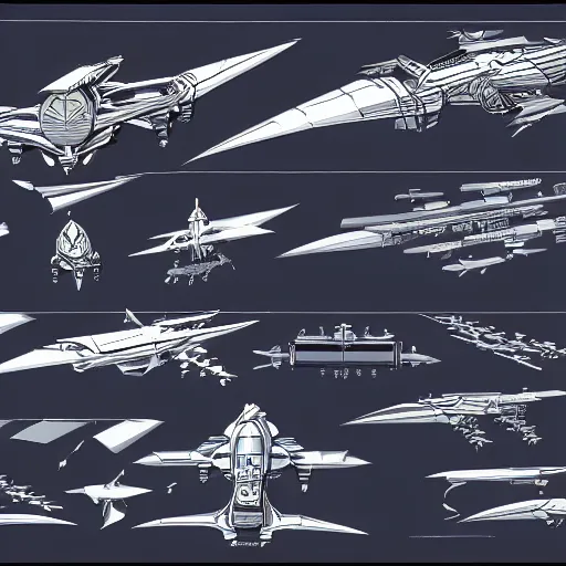 Image similar to sketches of fighting spaceship, full page, technical, detailed