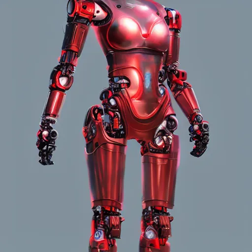 Prompt: full body, female cyborg, perfect robotic face, red background, 8 k, magic the gathering, desert, d & d, artstation, high detail, smooth, sweaty character concepts by senior concept artist