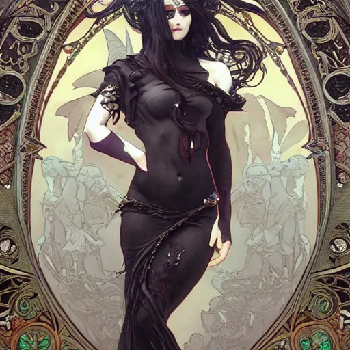 Image similar to goth mermaid, intricate, art by artgerm and greg rutkowski and alphonse mucha and william - adolphe bouguereau, high detailed, 4 k,