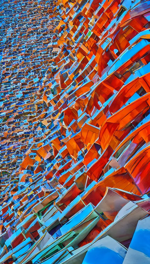Prompt: color pentax photograph of a pristine frank gehry seawall. wide angle. very epic!