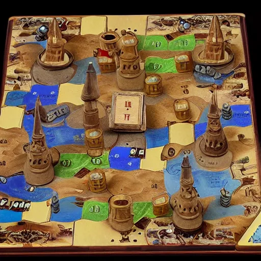 Image similar to a medieval castle michael menzel board game art