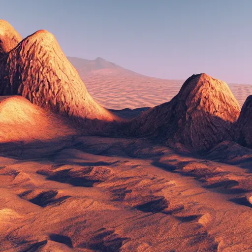 Image similar to large desert landscape with a big snowy mountain in the distance, daylight, hyperdetailed, sharp, artstation, 3 d render, ray tracing