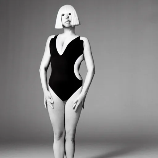 Image similar to sia furler full body photoshoot wearing a leotard