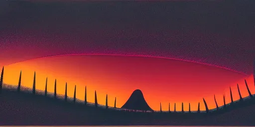 Image similar to a night landscape background, day of the tentacle, eyvind earle