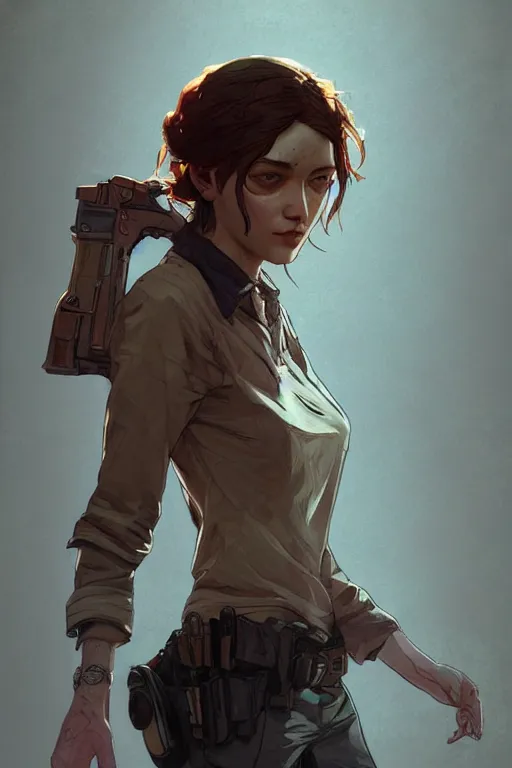 Image similar to clementine walking dead telltale games, intricate, elegant, highly detailed, digital painting, artstation, concept art, smooth, sharp focus, illustration, art by krenz cushart and artem demura and alphonse mucha